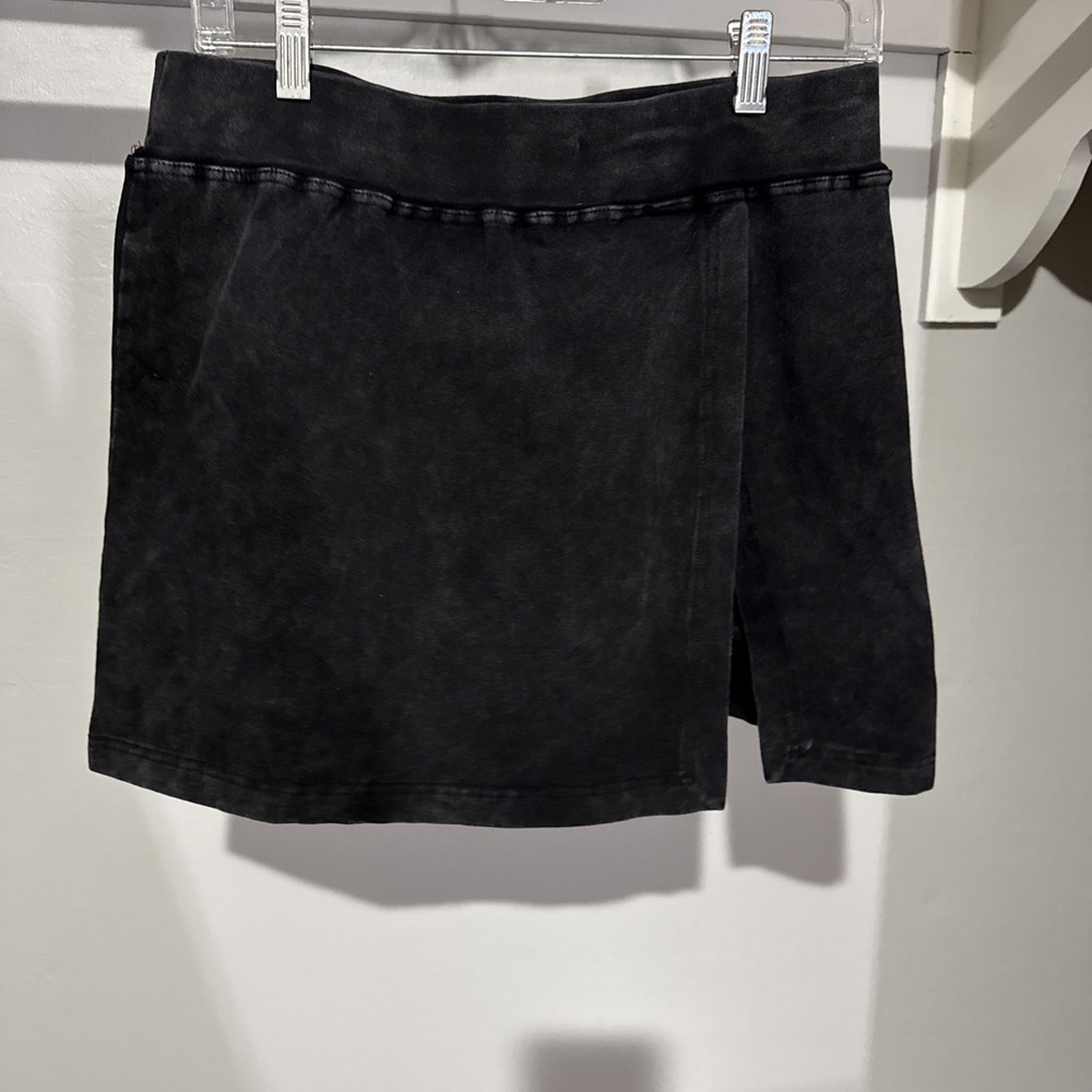 Fashion Mini Wrap Skort Faded Black Cotton Stretch Tennis Skirt CY-1682 L